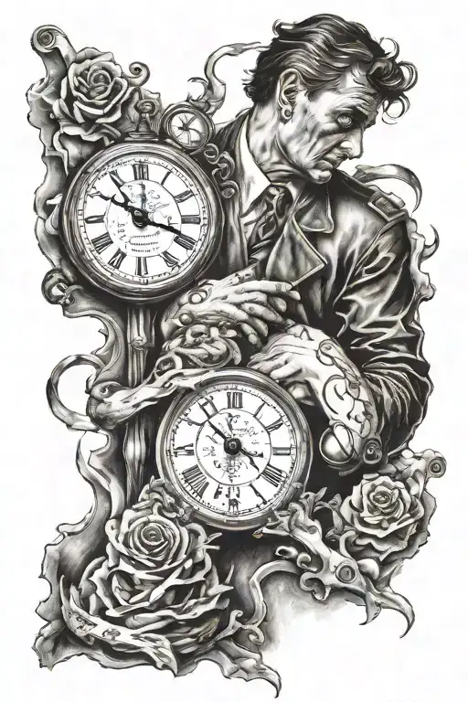 man doomed by time in his life tattoo design idea