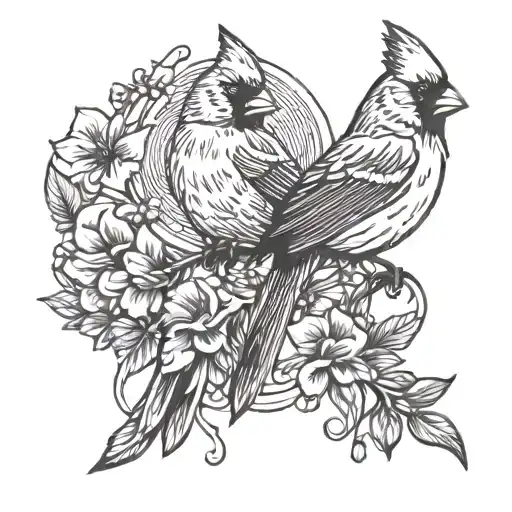 cardinal and fingerprint mixed tattoo design idea