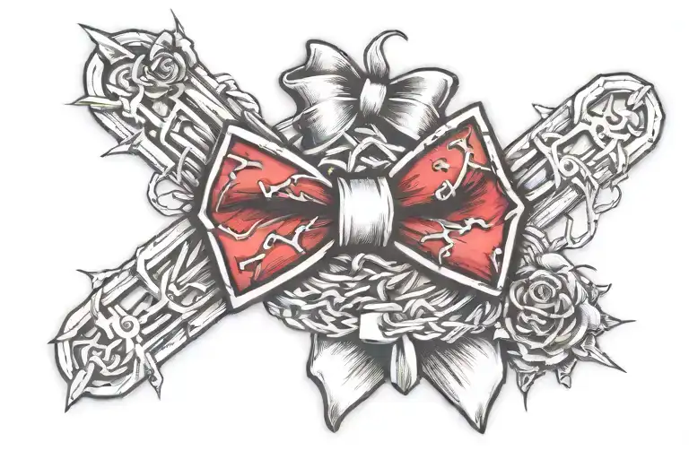 Chevy bowtie and barbwire tattoo design idea