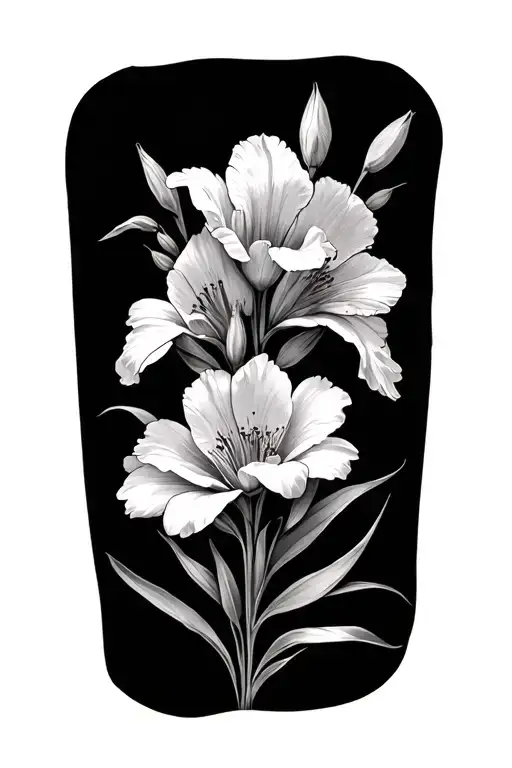 water lili, iris, cosmos and gladiolus flower tattoo design idea