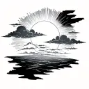 Clouds And Sun Rays tattoo design idea