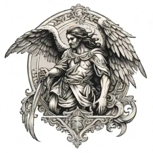 arch angel Gabriel tattoo design idea