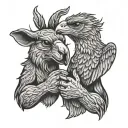 kangaroo arm wrestling eagle tattoo design idea