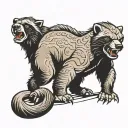 wrestling honey badger tattoo design idea