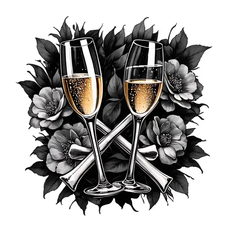 crossed champagne flutes tattoo design idea