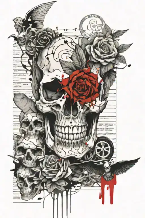 book fantasy skull tattoo design idea
