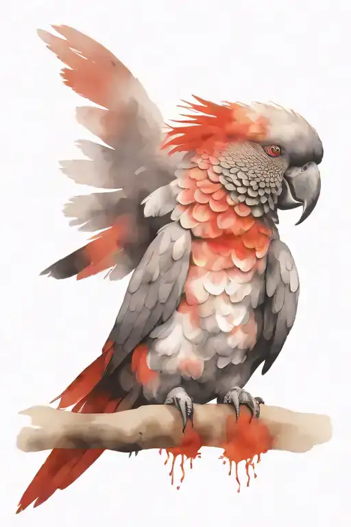 red tail black cockatoo  tattoo design idea