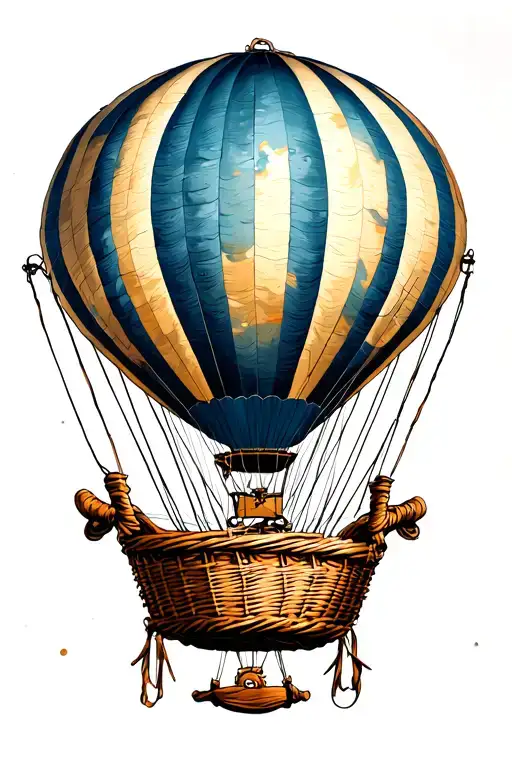hot air balloon with anchor instead of basket tattoo design idea