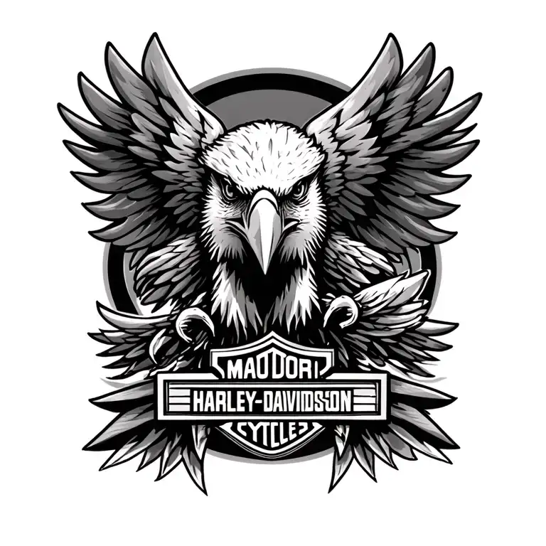 Harley Davidson motorcycle eagle tattoo design idea