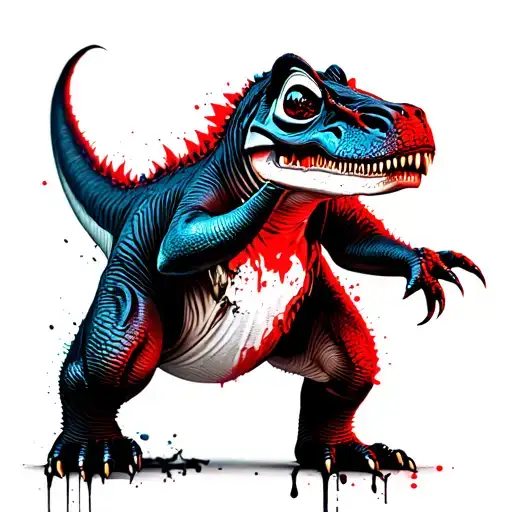 stitch in dinosaur costume tattoo design idea