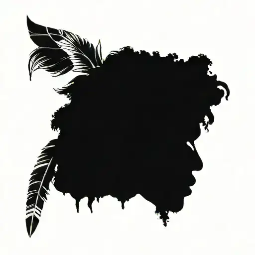 African Warrior With Native American headress tattoo design idea