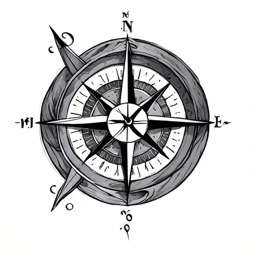 Compass + Enso Circle tattoo tattoo design idea