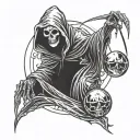 grim reaper holding orb with 2 hands tattoo design idea