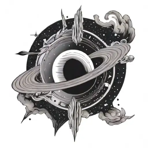 saturn planet with adele lyrics written tattoo design idea