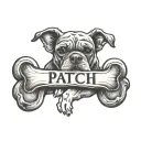 a dog bone that says Patch tattoo design idea