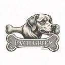 a dog bone that says Patch tattoo design idea