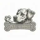 a dog bone that says Patch tattoo design idea