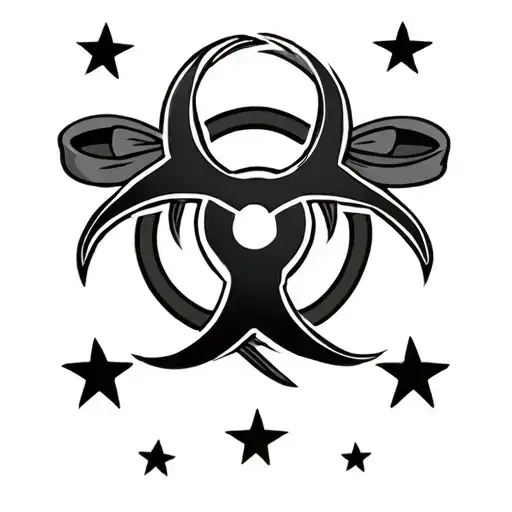 biohazard symbol women cartoon character bows and ribbons stars tattoo design idea