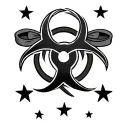 biohazard symbol women cartoon character bows and ribbons stars tattoo design idea