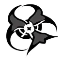 biohazard symbol women cartoon character bows and ribbons stars tattoo design idea