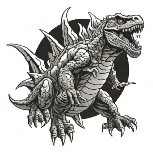 Jurassic park Godzilla the land before time piece tattoo design idea