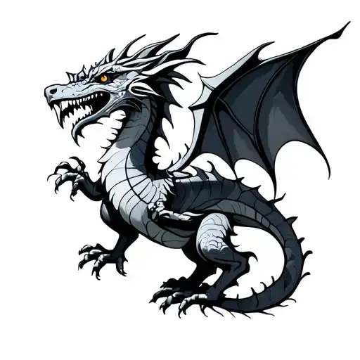 Birch tree welsh dragon tattoo design idea