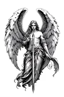 arch angel Raphael spear piercing tattoo design idea
