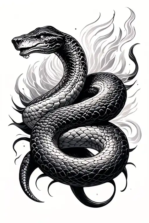 snake kundalini energy rising in frequency tattoo design idea