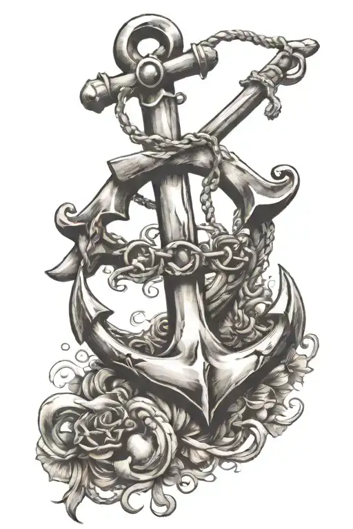 A combination of a cross and anchor symbolizing faith and seafaring, with musical elements incorporated tattoo design idea