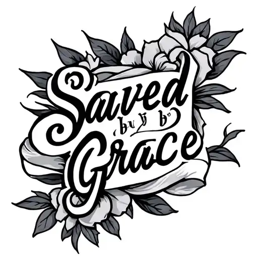 saved by grace tattoo design idea