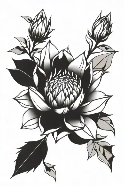 king protea flower tattoo design idea