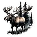 Moose with Trees Forest Tree tattoo design idea