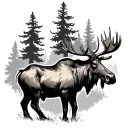 Moose with Trees Forest Tree tattoo design idea