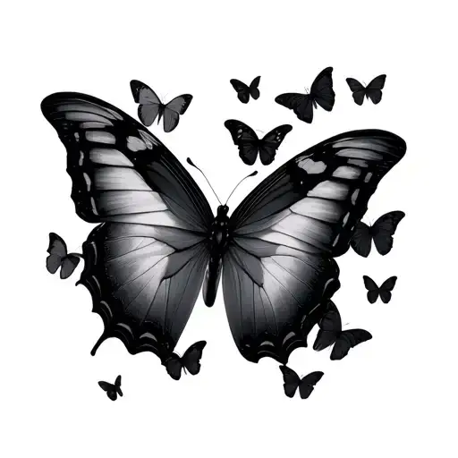 small black butterflies, several pieces tattoo design idea