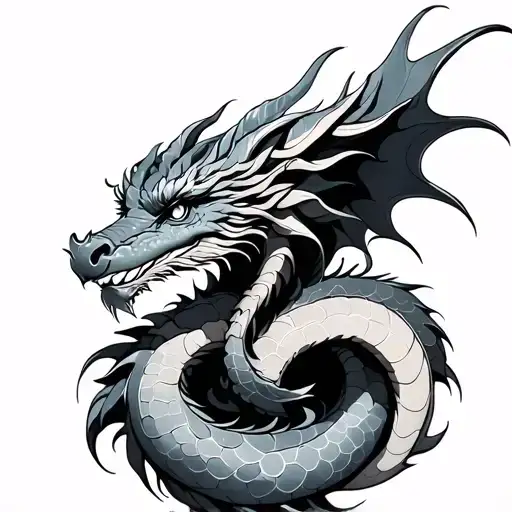 dainty dragon wrapped around  tattoo design idea