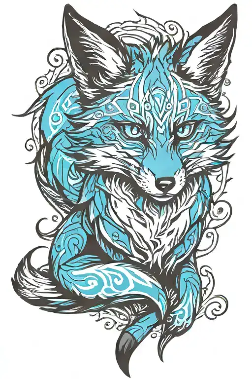 Fox with glowing blue eyes tattoo design idea