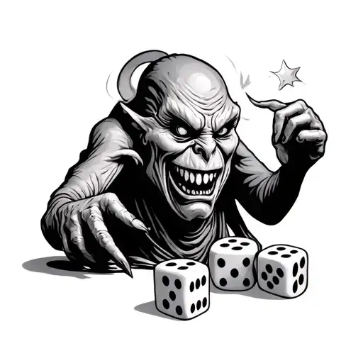 oogie boogie playing with dice tattoo design idea