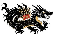 dragon, virgo sign, psychology, brotherhood, crown, love and respect in japanese style tattoo tattoo design idea