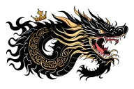 dragon, virgo sign, psychology, brotherhood, crown, love and respect in japanese style tattoo tattoo design idea