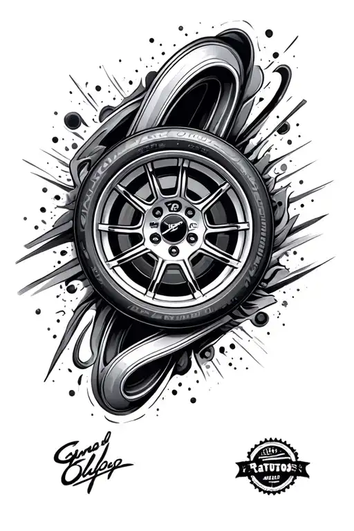 car alloy surrounded by a rev counter tattoo design idea