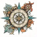 Nautical Compass Cross tattoo design idea