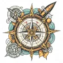 Nautical Compass Cross tattoo design idea