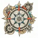 Nautical Compass Cross tattoo design idea