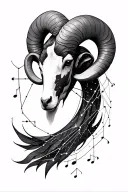 Aries constellation intertwined representing the client's. also add something taht goes with music tattoo design idea