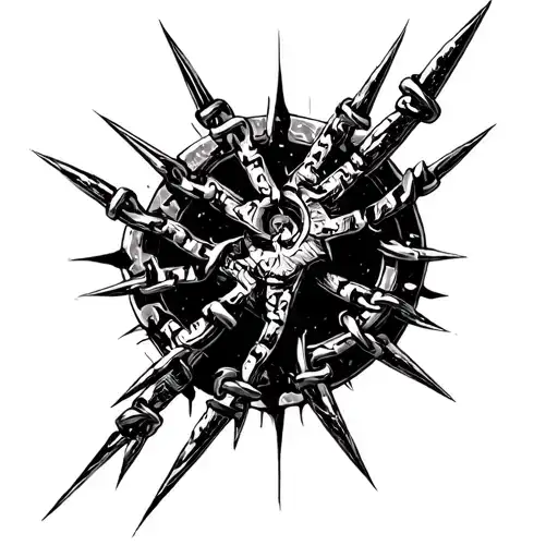 broken spiked chain tattoo design idea
