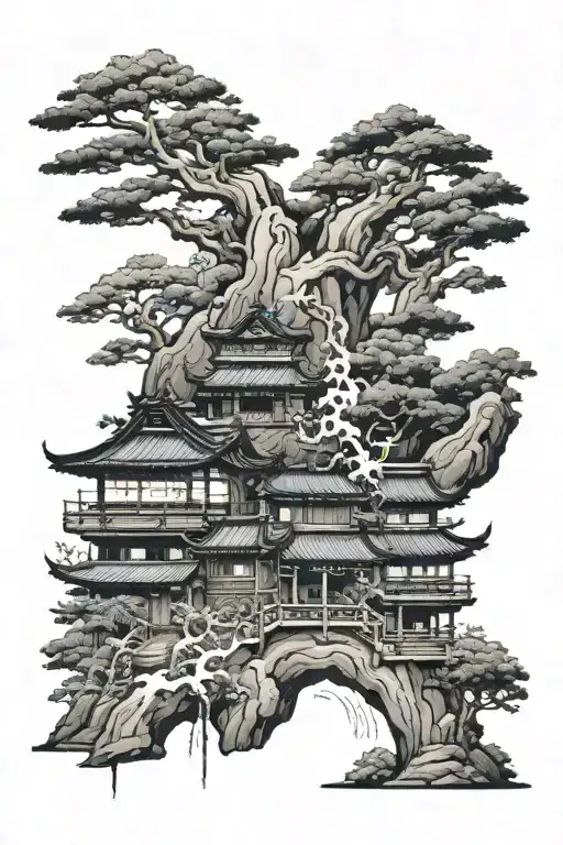 Japanese Village tattoo design idea