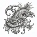 turkey foot deer antler fish hook tattoo design idea