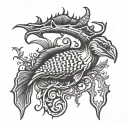 turkey foot deer antler fish hook tattoo design idea