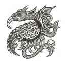 turkey foot deer antler fish hook tattoo design idea