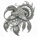 turkey foot deer antler fish hook tattoo design idea